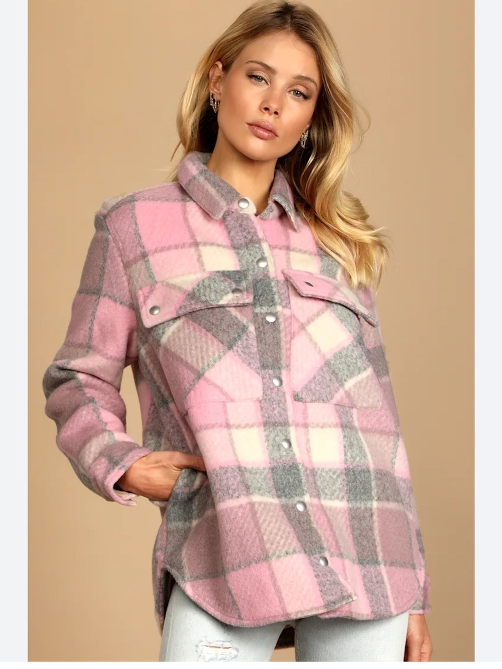 Blank NYC Pink Plaid Jacket